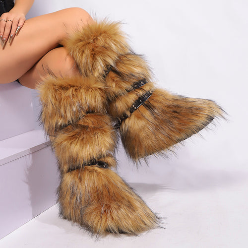 ‘Lalea’ Fur Knee High Boots