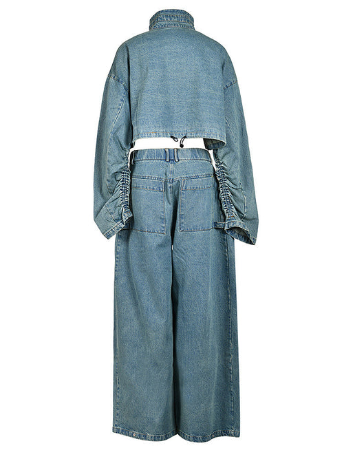 ‘Eudora’ Denim Jacket Pants Set