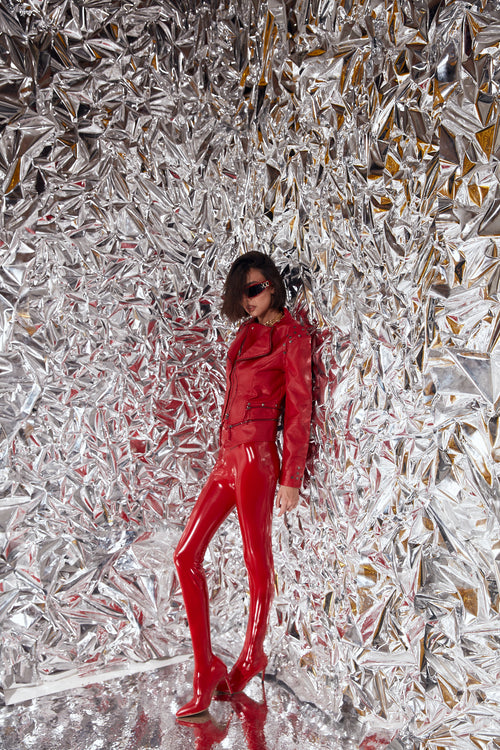 'Arvilla' Patent Leather Stretch Pants Boots