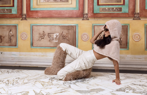 Desir Elique Furry Thigh-High Teddy Boots