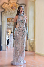 “Vérité de Cristal” Mockneck Beaded Gown