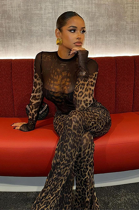 'Zola' Leopard Mesh Jumpsuit