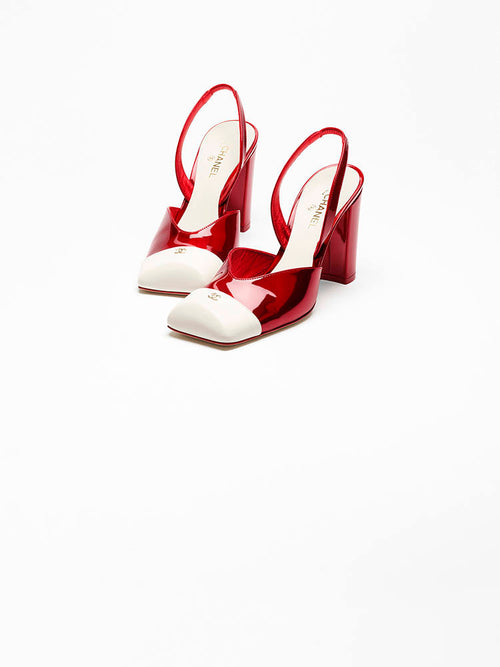 CHANEL “Rouge Éclipse” Metallic Slingback Pumps
