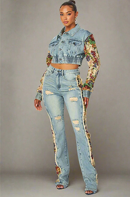 ‘Della’ Denim Pants Set