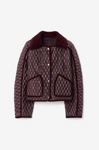 Burberry Quilted Velvet-Collar Jacket -Oxblood Burgundy