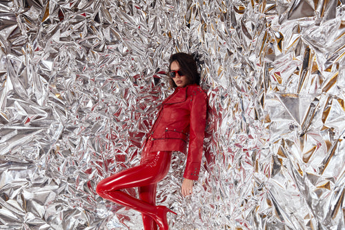 'Arvilla' Patent Leather Stretch Pants Boots