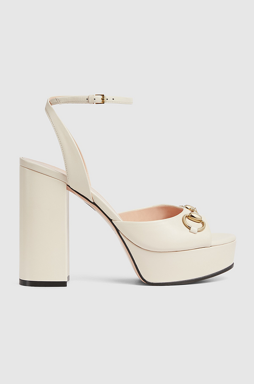 Gucci Leather Horsebit Platform Sandals – Ivory