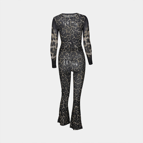 'Zola' Leopard Mesh Jumpsuit