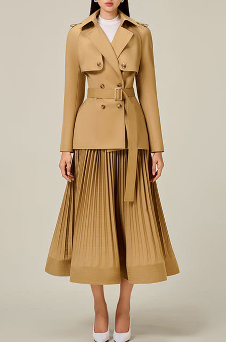 ‘Luxe Global’ Trench Jacket Skirt Set