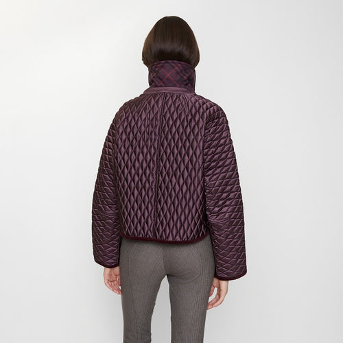Burberry Quilted Velvet-Collar Jacket -Oxblood Burgundy