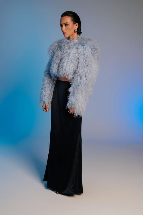 “Plush Prism” Mongolian Curly Faux Fur Cropped Jacket