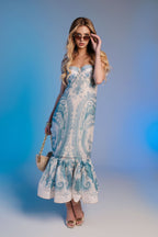 Zimmerman “Lunaria Dusk” Corset Ruffle-Hem Gown