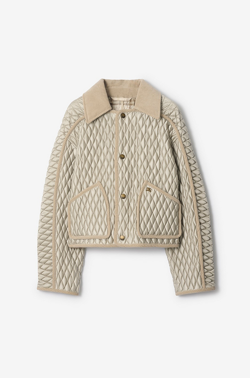 Burberry Quilted Velvet-Collar Jacket -Soft Ecru
