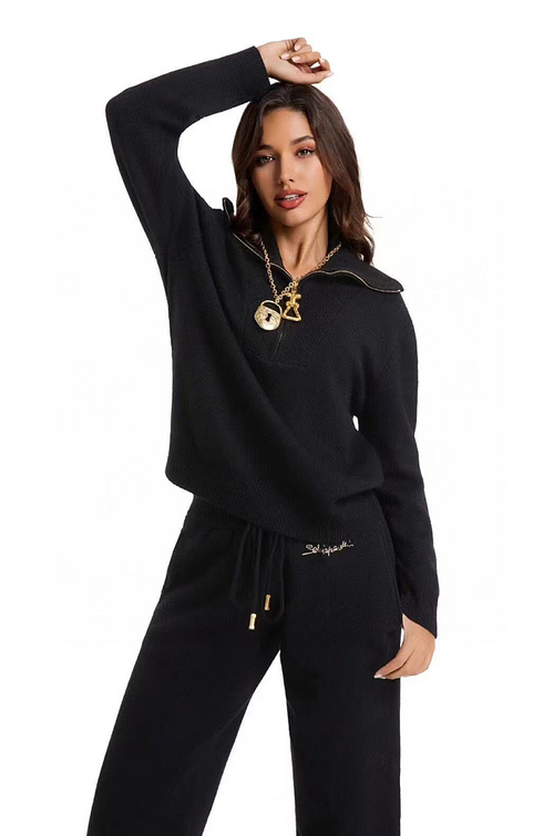 Schiaparelli Surrealist Zip-Neck Knit Lounge Set