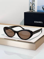 CHANEL Oval Acetate Signature Sunglasses