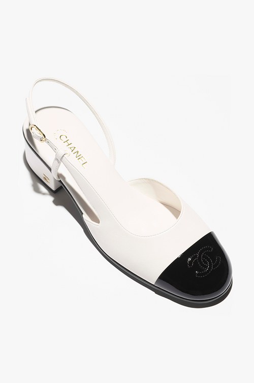 Chanel Two-Tone Cap-Toe Slingback Heels – Blanc & Noir