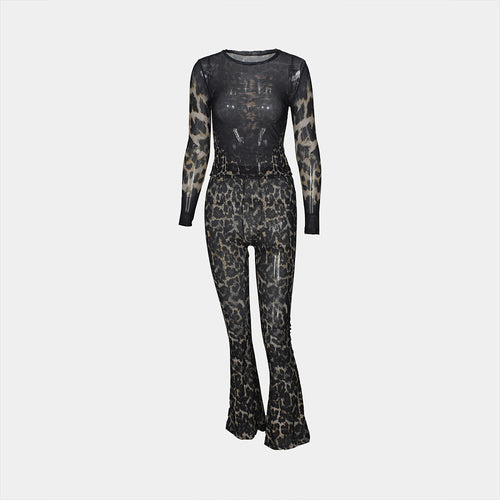 'Zola' Leopard Mesh Jumpsuit