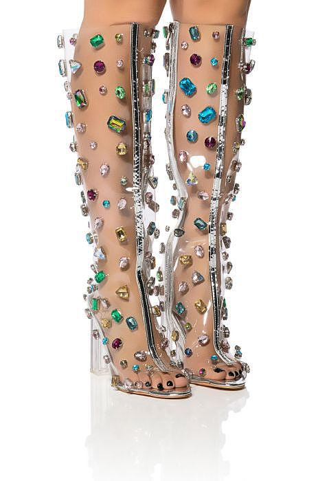 ‘Charming Crenellated’ Luxury Stoned Knee Boots