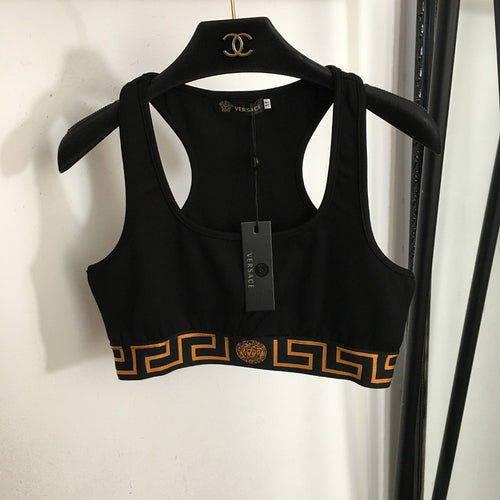 Versace Medusa Logo Cropped Tank & Pleated Mini Skirt Set