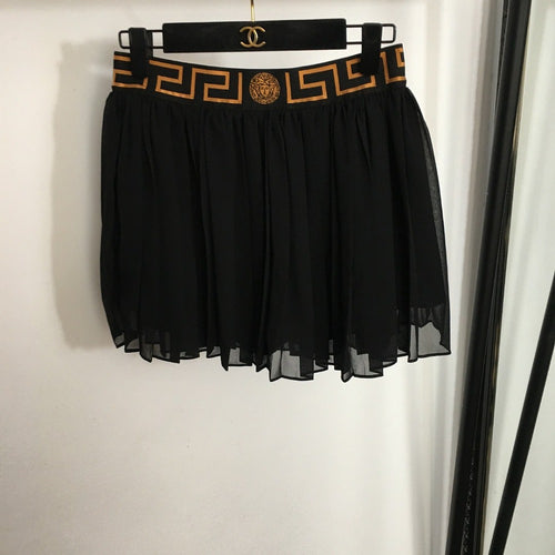 Versace Medusa Logo Cropped Tank & Pleated Mini Skirt Set