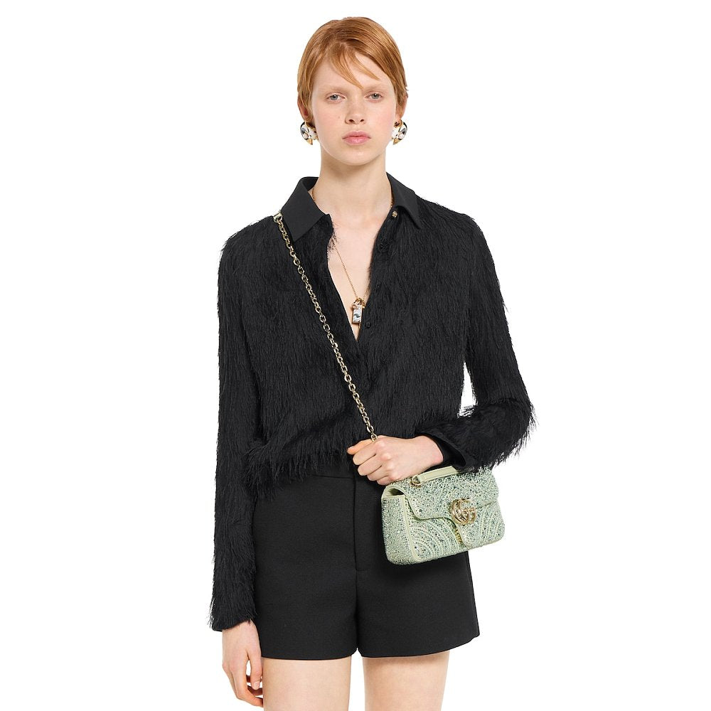 Gucci GG Marmont Mini Crystal-Embellished Shoulder Bag — Mint