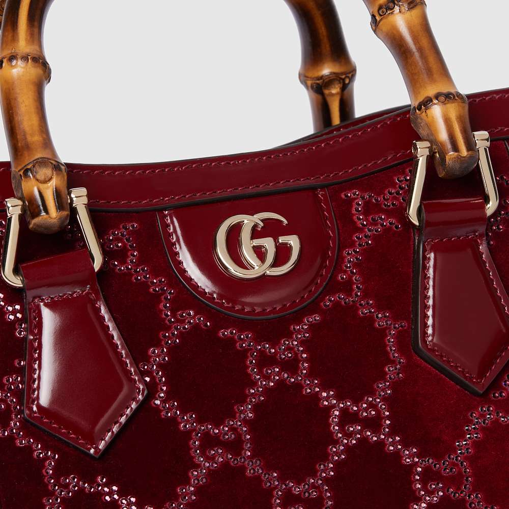 Gucci Bamboo Diana GG Velvet Mini Top Handle Bag – Burgundy – LUXE