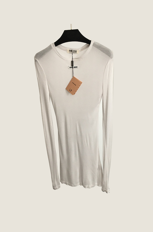 Miu Miu Sheer Signature Logo Long Sleeve Top / Mini Dress
