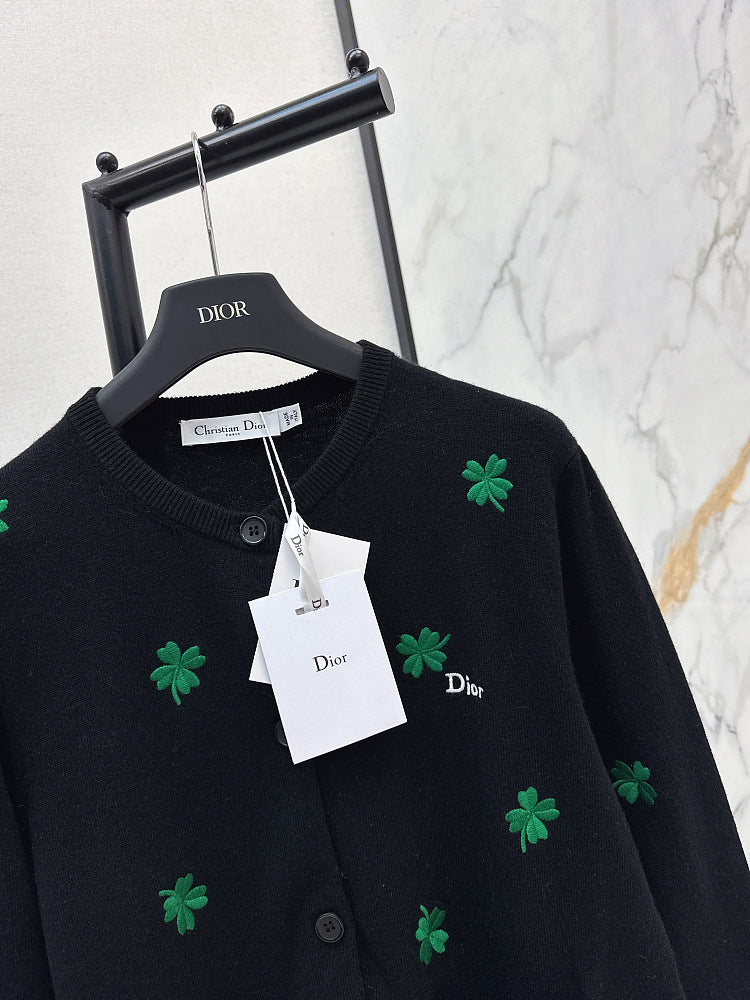 Dior Lucky Clover Embroidered Wool Cardigan – LUXE LIVING FASHIONS
