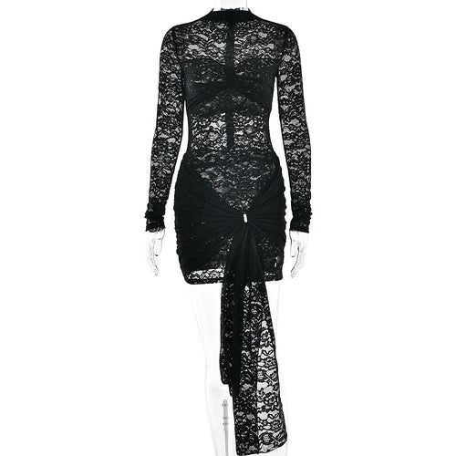 Noir Illusion Lace Mini Dress