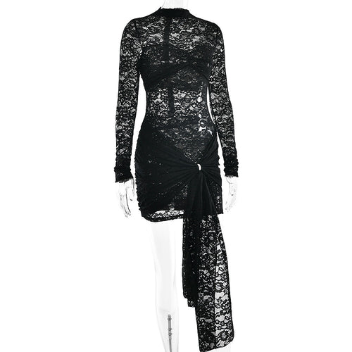 Noir Illusion Lace Mini Dress