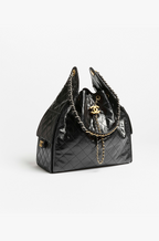 Chanel Quilted Calfskin Large Drawstring Tote with Chain Detail