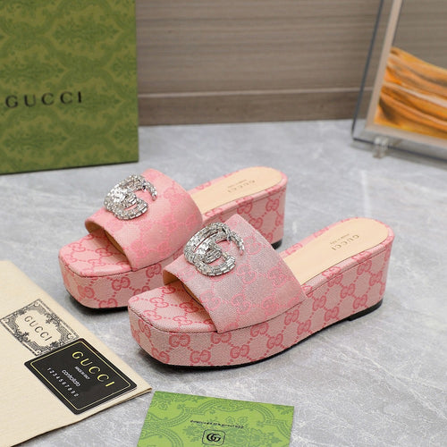 GG Monogram Wedge Sandals