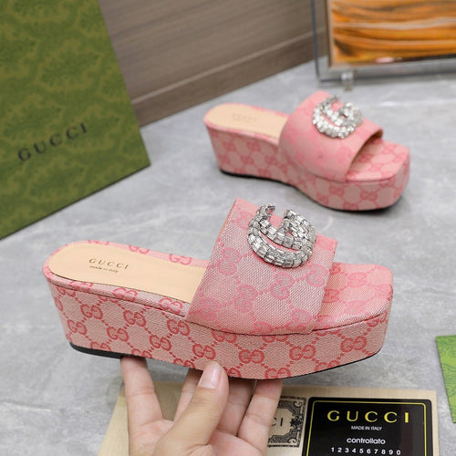 GG Monogram Wedge Sandals