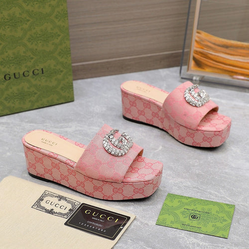 GG Monogram Wedge Sandals