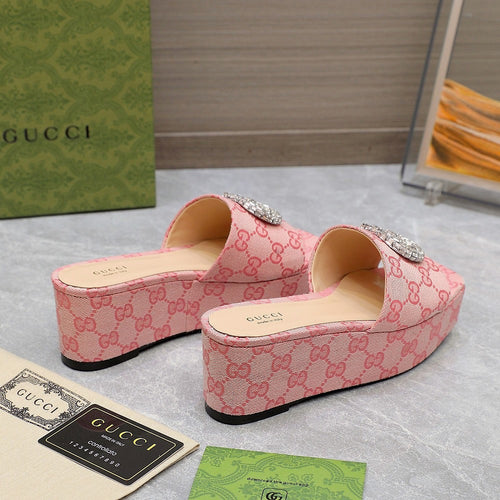 GG Monogram Wedge Sandals