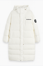 Balenciaga Oversized Logo Down Puffer Coat – Winter White