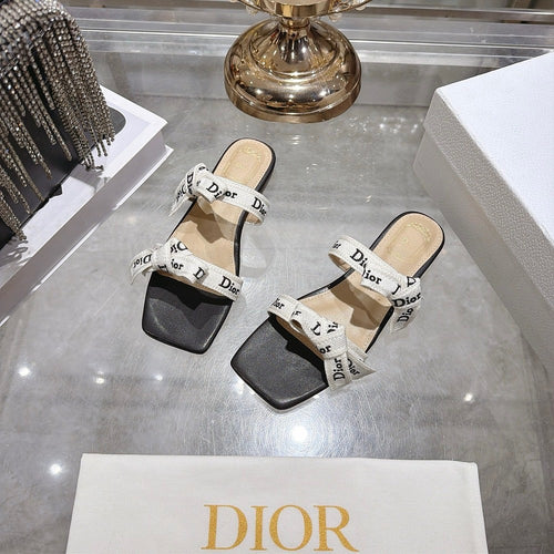 Dior Ribbon Slide Sandals