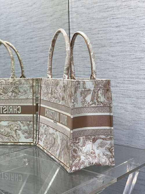 Christian Dior Medium “Toile de Jouy” Book Tote in Beige Embroidery
