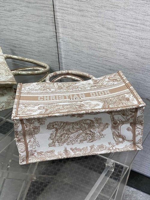 Christian Dior Medium “Toile de Jouy” Book Tote in Beige Embroidery