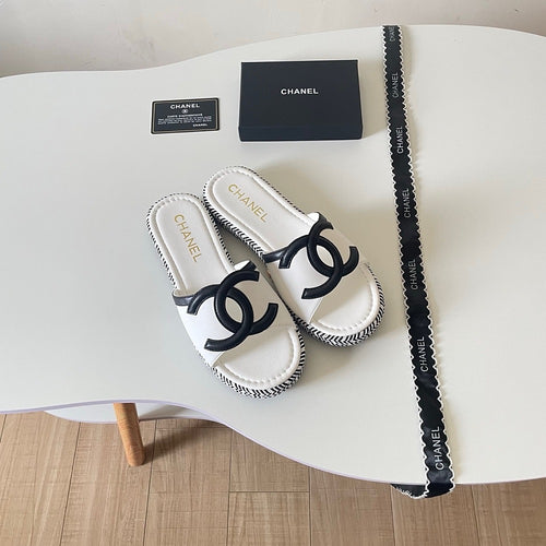 CHANEL CC Riviera Platform Slides