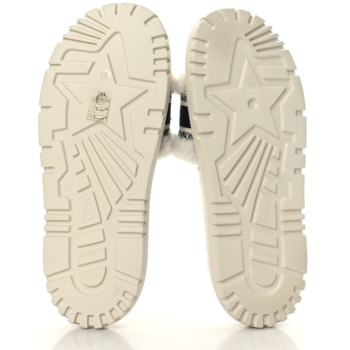 Christian Dior Dway Shearling Embroidered Slides