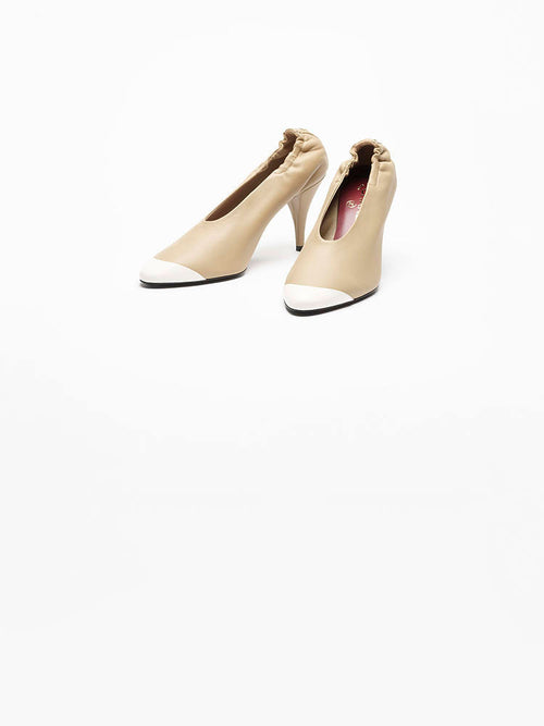 CHANEL Sculpted Cap-Toe Pumps