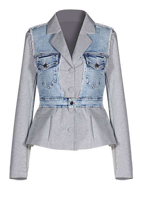Vestige Denim Hybrid Peplum Blazer