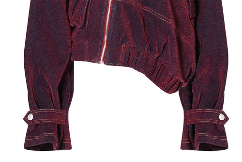 Crimson Eclipse Cropped Hooded Jacket