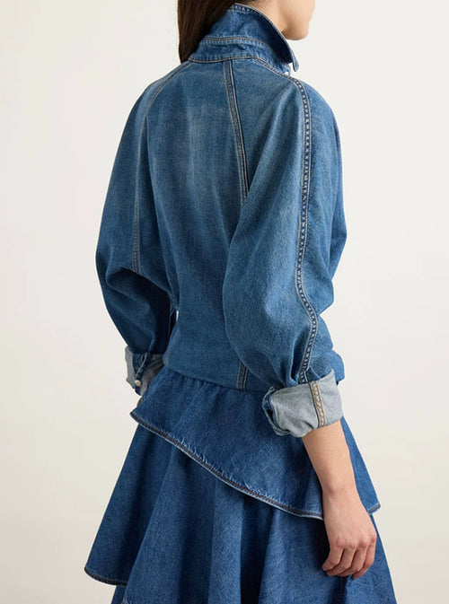 Saphir Cascade Denim Skirt Set