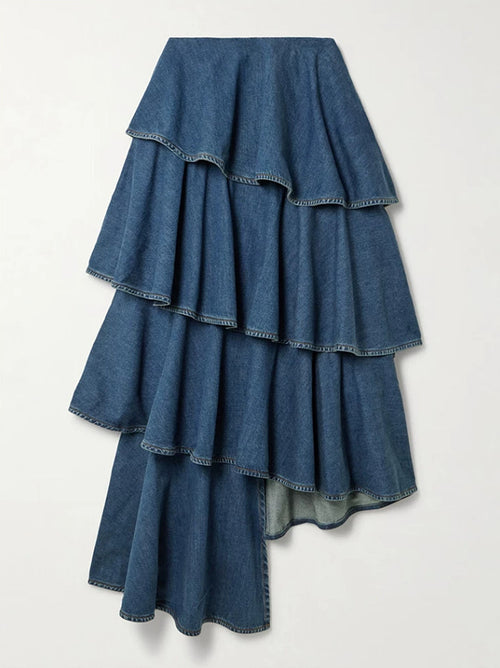 Saphir Cascade Denim Skirt Set