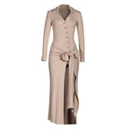 Sable Élégance Tie-Waist Maxi Dress