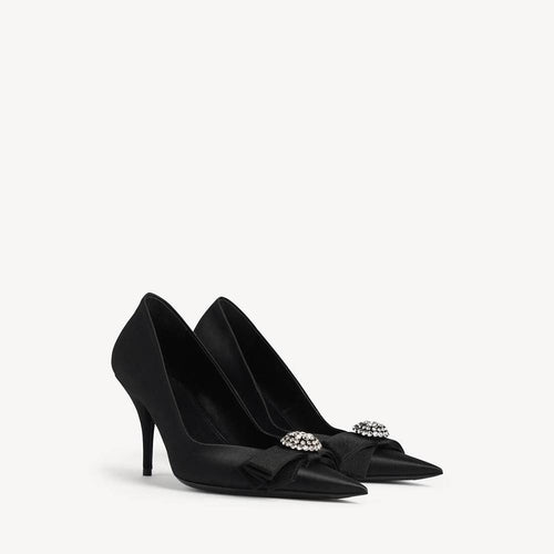 BALENCIAGA Crystal Bow Satin Pumps