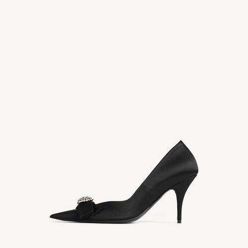 BALENCIAGA Crystal Bow Satin Pumps