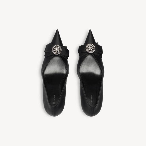 BALENCIAGA Crystal Bow Satin Pumps